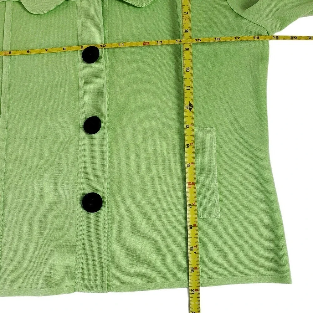Ming Wang Green Collared Cardigan Knit Size Small - Picture 8 of 9